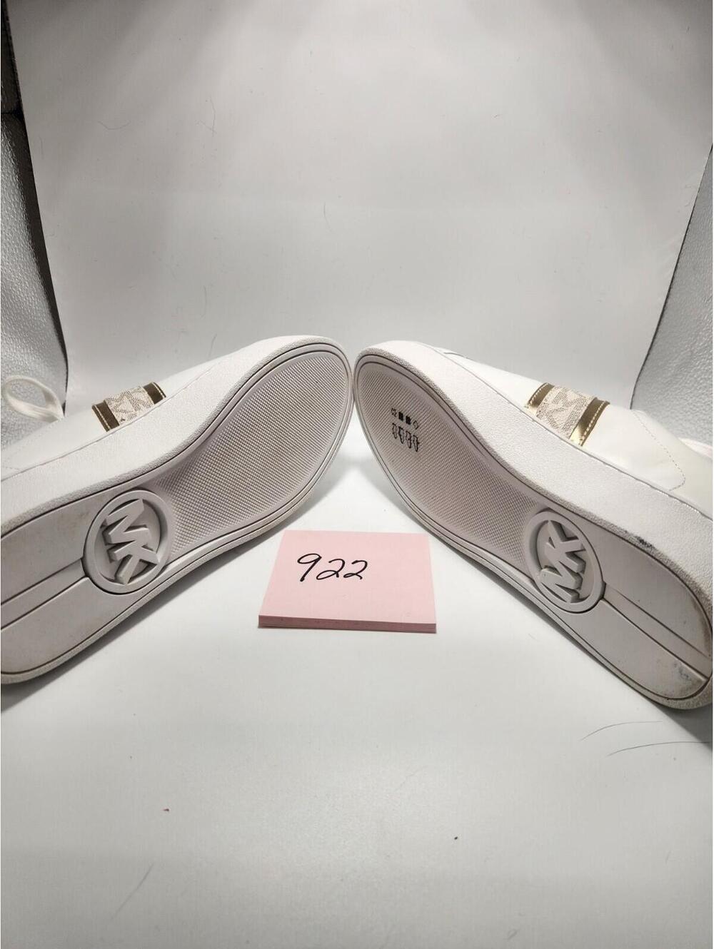 Michael Kors Pink White Gold Logo Low Top Lace-Up Sneakers Women New - Picture 2 of 5